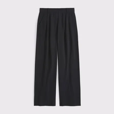 Abercrombie & Fitch A&f Sloane Crepe Tailored Wide Leg Pant In Black