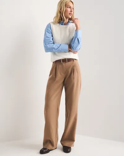 Abercrombie & Fitch A&f Sloane Low Rise Tailored Wide Leg Pant In Brown