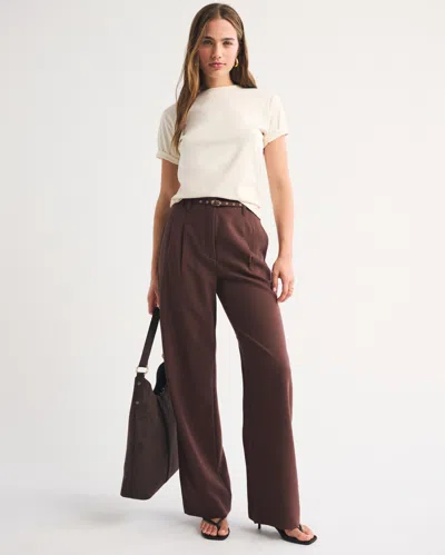 Abercrombie & Fitch Sloane High Rise Wide Leg Pants With Belt In Brown