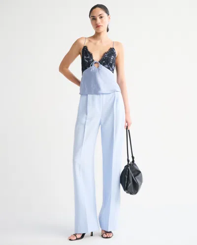 Abercrombie & Fitch A&f Sloane Tailored Wide Leg Pant In Blue