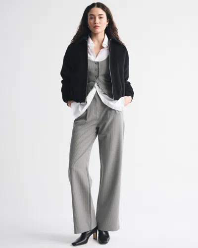 Abercrombie & Fitch A&f Sloane Tailored Wide Leg Pant In Gray
