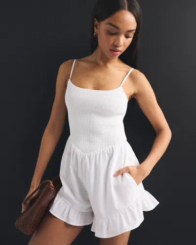 Abercrombie & Fitch A&f Sydney Smocked Dipped-waist Romper In White