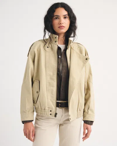 Abercrombie & Fitch A&f West Village Velvet Denim Bomber Jacket In Neutral