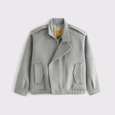 Abercrombie & Fitch A&f West Village Wool-blend Bomber Jacket In Gray