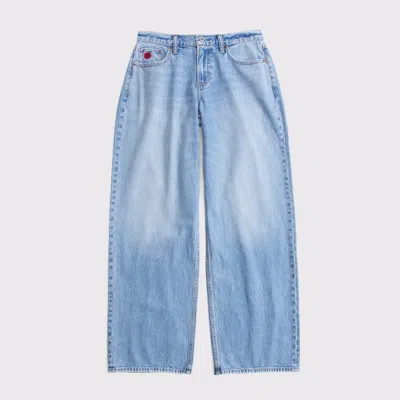 Abercrombie & Fitch Abbode Curve Love Low Rise Ultra Loose Jean In Blue