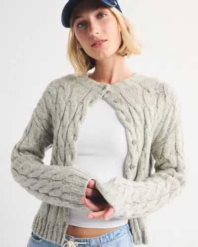 Abercrombie & Fitch Airspun Cotton-blend Cable Cardigan In Gray