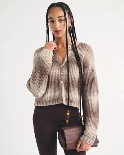 Abercrombie & Fitch Airspun Cotton-blend Crew Cardigan In Brown
