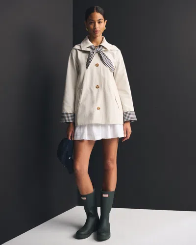 Abercrombie & Fitch A-line Removable Scarf Trench Coat In Cream