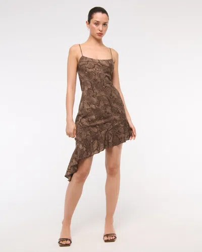 Abercrombie & Fitch Asymmetrical Clasp-back Midi Dress In Brown