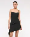 Abercrombie & Fitch Asymmetrical Clasp-back Midi Dress In Black