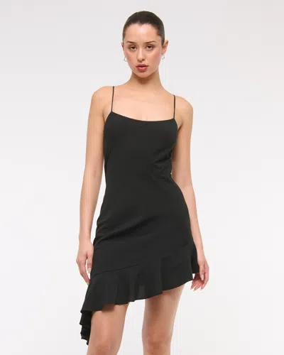 Abercrombie & Fitch Asymmetrical Clasp-back Midi Dress In Black