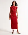 Abercrombie & Fitch Asymmetrical Draped Maxi Dress In Red