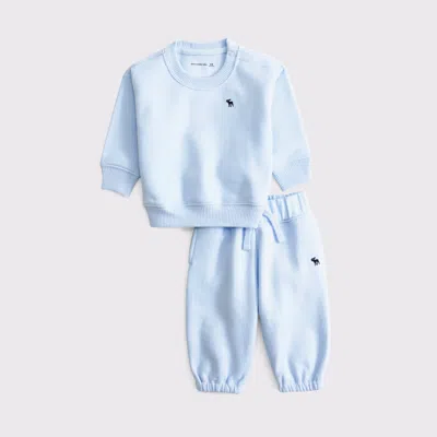 Abercrombie & Fitch Kids' Baby Essential Icon Crew Sweatshirt Set In Blue