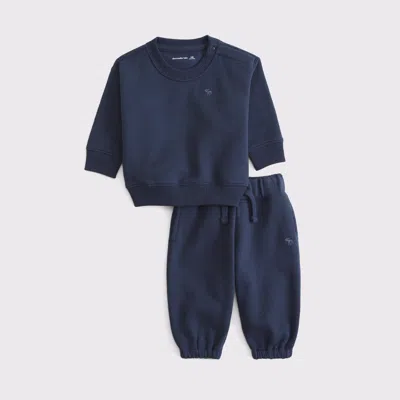 Abercrombie & Fitch Kids' Baby Essential Icon Crew Sweatshirt Set In Blue