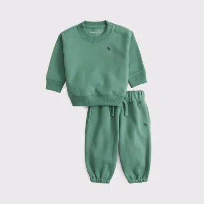 Abercrombie & Fitch Kids' Baby Essential Icon Crew Sweatshirt Set In Green