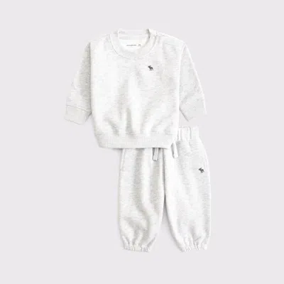 Abercrombie & Fitch Kids' Baby Essential Icon Crew Sweatshirt Set In White