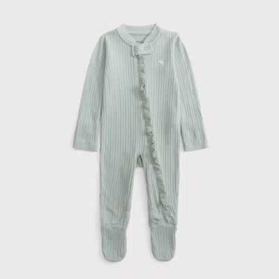 Abercrombie & Fitch Kids' Baby Essential Icon Footed Bodysuit In Green