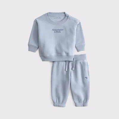 Abercrombie & Fitch Kids' Baby Essential Logo Crew Sweatshirt Set In Blue