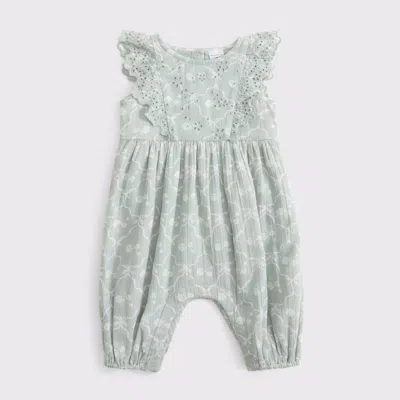 Abercrombie & Fitch Kids' Baby Flutter Sleeve Eyelet Jumpsuit In Green