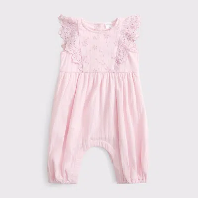 Abercrombie & Fitch Kids' Baby Flutter Sleeve Eyelet Jumpsuit In Pink
