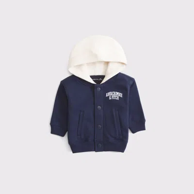 Abercrombie & Fitch Kids' Baby Hooded Logo Bomber Jacket In Blue