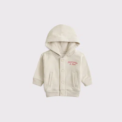 Abercrombie & Fitch Kids' Baby Hooded Logo Bomber Jacket In Gray