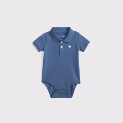 Abercrombie & Fitch Kids' Baby Icon Polo Bodysuit In Blue
