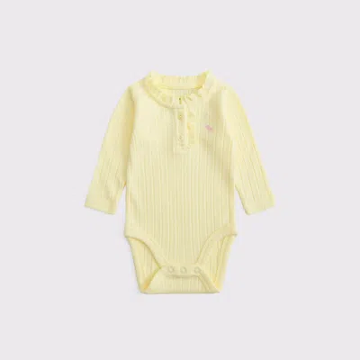 Abercrombie & Fitch Baby Long-sleeve Henley Icon Bodysuit In Yellow