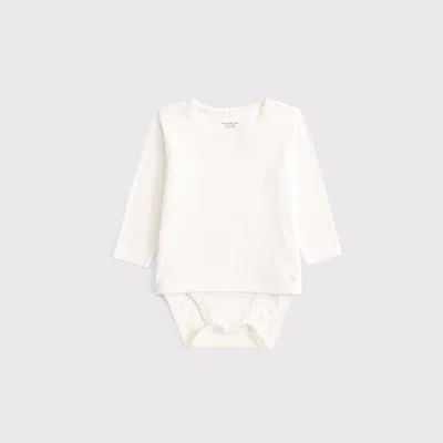Abercrombie & Fitch Kids' Baby Long-sleeve Lace-trim Bodysuit In Neutral