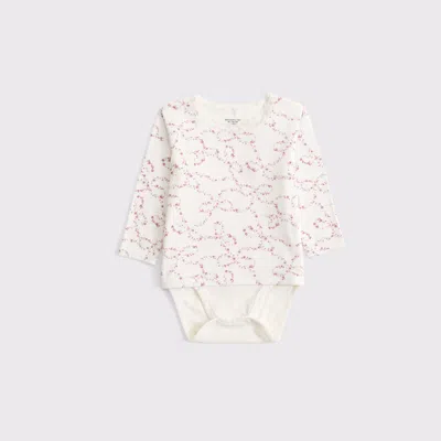 Abercrombie & Fitch Kids' Baby Long-sleeve Lace-trim Bodysuit In White