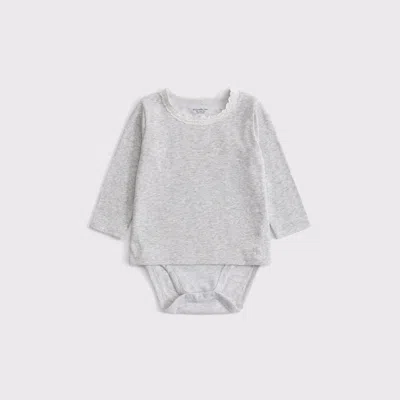 Abercrombie & Fitch Kids' Baby Long-sleeve Lace-trim Bodysuit In Gray