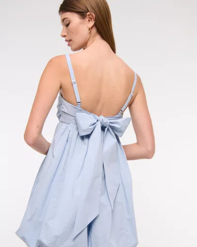 Abercrombie & Fitch Babydoll Bubble Hem Mini Dress In Blue