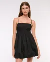 Abercrombie & Fitch Babydoll Bubble Hem Mini Dress In Black
