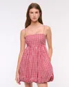 Abercrombie & Fitch Babydoll Bubble Hem Mini Dress In Red