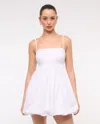 Abercrombie & Fitch Babydoll Bubble Hem Mini Dress In White