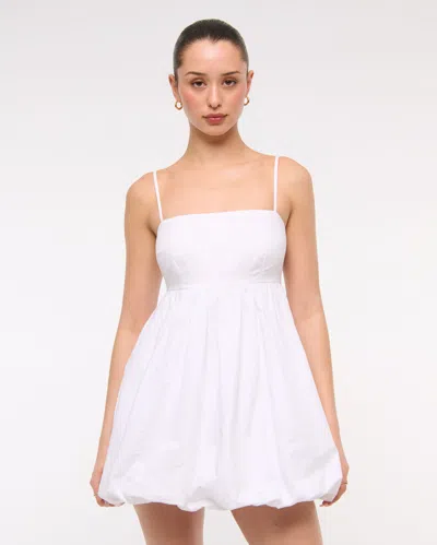 Abercrombie & Fitch Babydoll Bubble Hem Mini Dress In White