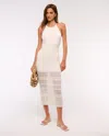 Abercrombie & Fitch Beaded Crochet-style Maxi Dress In White