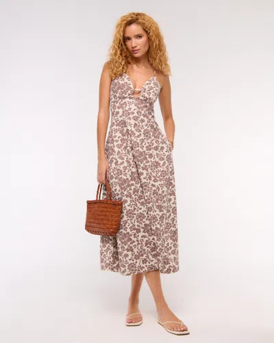 Abercrombie & Fitch Beaded Flowy Midi Dress In Multi