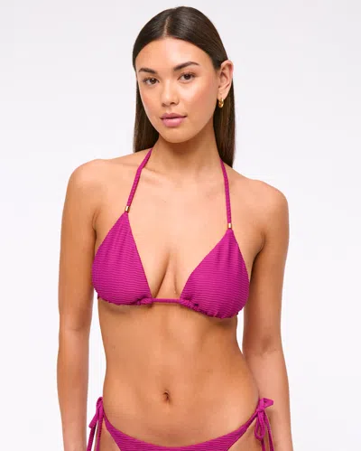 Abercrombie & Fitch Beaded Halter String Triangle Bikini Top In Purple