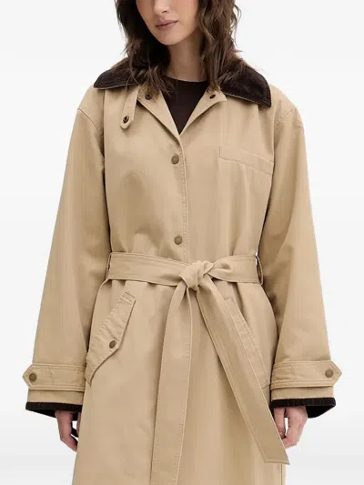 Abercrombie & Fitch Belted Long Coat In Neutral