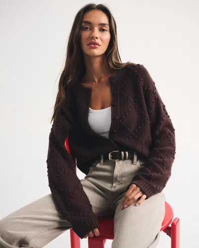 Abercrombie & Fitch Bobble-stitch Crew Cardigan In Brown
