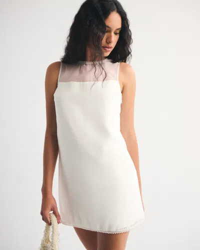 Abercrombie & Fitch Bridal Bow Back Mini Dress In White