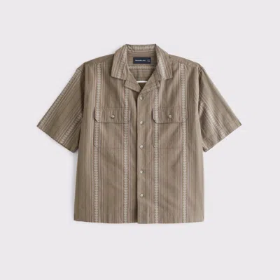 Abercrombie & Fitch Boxy 2-pocket Shirt In Brown