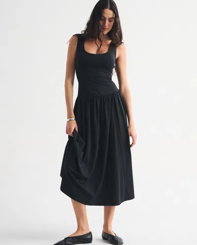 Abercrombie & Fitch Bra-free 2-in-1 Reversible Knit Maxi Dress In Black