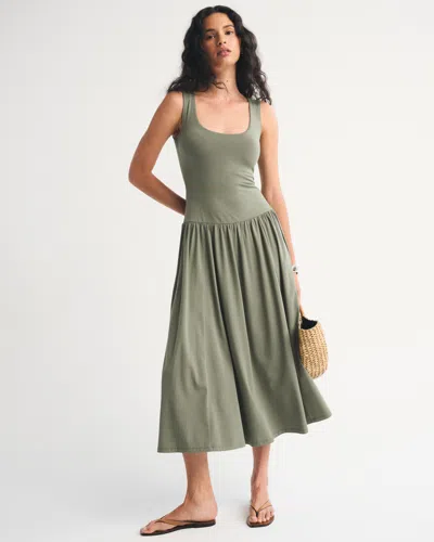 Abercrombie & Fitch Bra-free 2-in-1 Reversible Knit Maxi Dress In Green