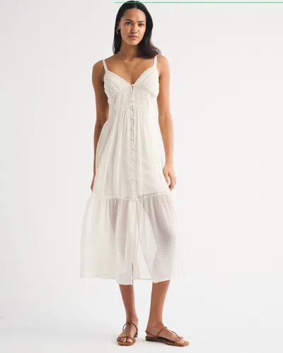 Abercrombie & Fitch Bra-free Button-through Duster Midi Dress In White