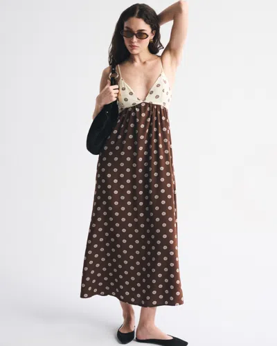 Abercrombie & Fitch Bra-free Clasp-back Flowy Maxi Dress In Multi