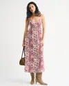 Abercrombie & Fitch Bra-free Clasp-back Flowy Maxi Dress In Pink