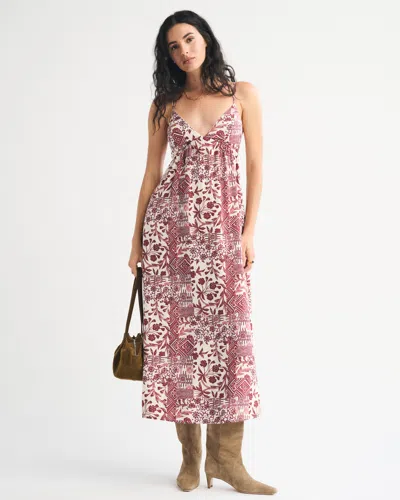 Abercrombie & Fitch Bra-free Clasp-back Flowy Maxi Dress In Pink