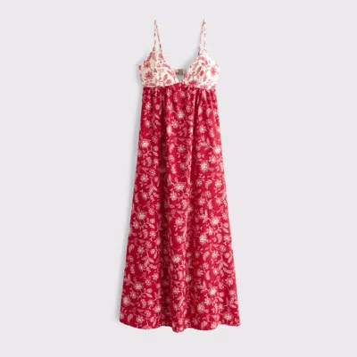 Abercrombie & Fitch Bra-free Clasp-back Flowy Maxi Dress In Pink